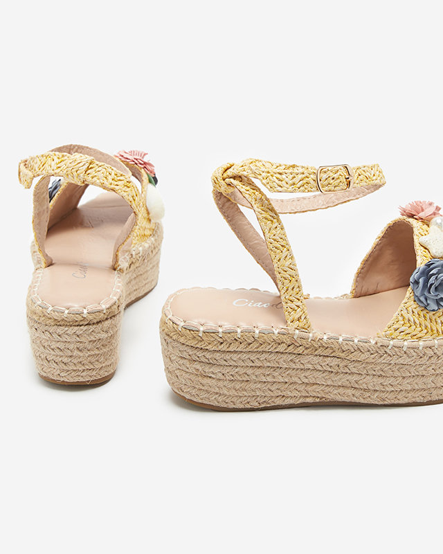 OUTLET Sandales pour femmes jaunes à bande décorée Soramis - Footwear