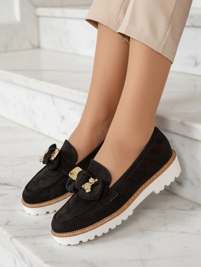 Nero Elegante Mocassins en Cuir Écologique