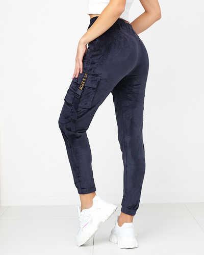Pantalon de survêtement cargo en velours bleu marine pour femme - Vêtements