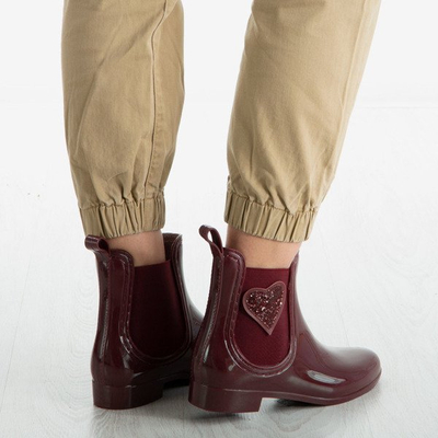Bottes en caoutchouc vernies bordeaux avec l'ornement Rain - Chaussures 1