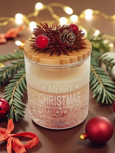 Bougie parfumée de Noël Joyeux Noël Bonne Année