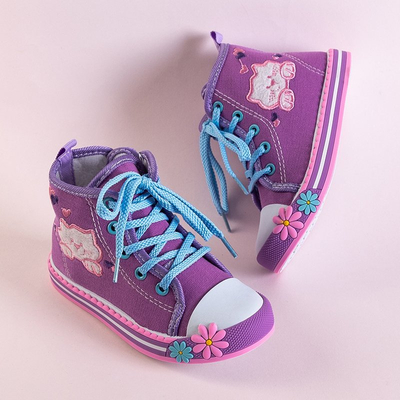 OUTLET Baskets enfant violettes avec décorations Winkes - Chaussures