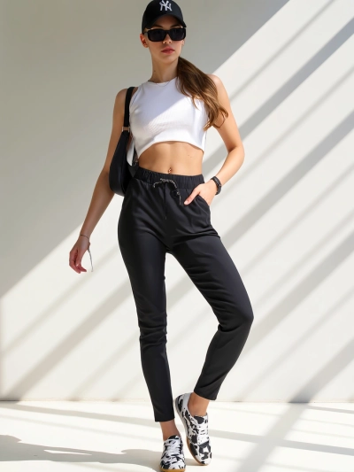 Royalfashion Pantalon skinny en coton pour femmes