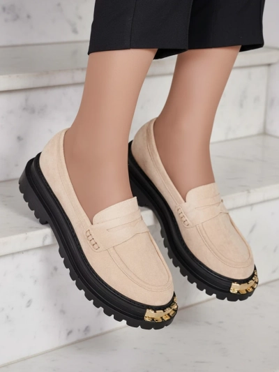 Mocassins Giulia Beige en Cuir Écologique