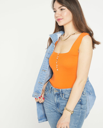 Top femme orange avec boutons a'la zircons cubiques - Vêtements