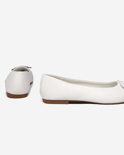 OUTLET Ballerines pointues blanches pour femme avec ornement sur le bout Manico - Footwear