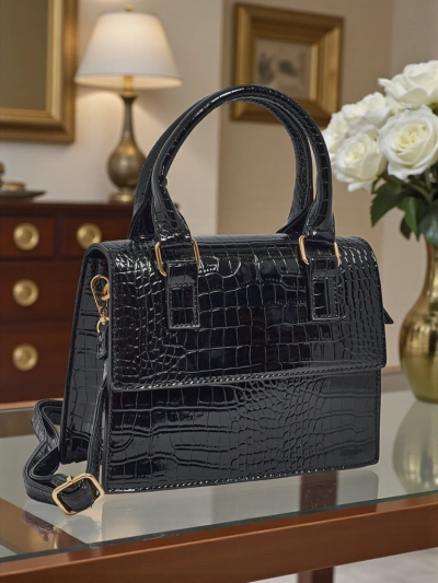 Petit sac à main verni pour femme en cuir écologique Veluna