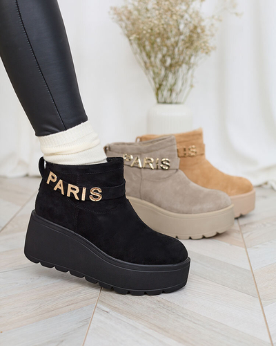 Royalfashion Noir bottes femmes a'la bottes de neige avec ornement Parisela