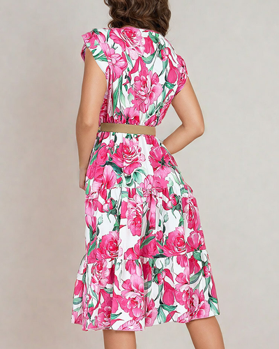 Royalfashion Robe midi à motifs floraux pour femme