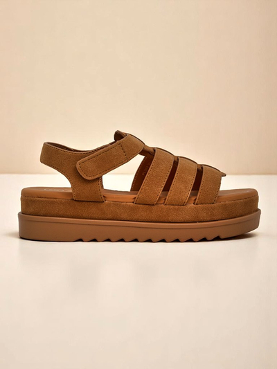Sandales pour femmes Callista Camel sur plateforme Royalfashion cuir écologique