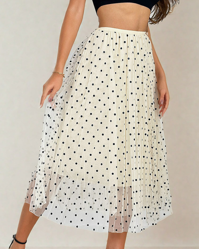 Royalfashion Jupe midi à pois double épaisseur pour femme
