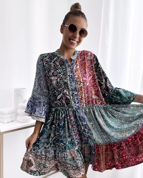 Royalfashion Robe courte pour femme à motifs