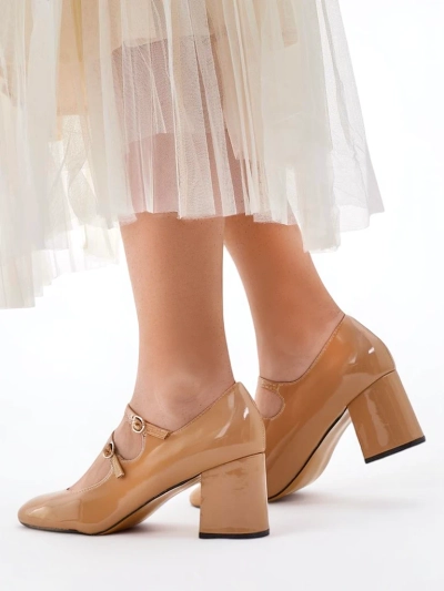 Royalfashion Chaussures à talons en cuir verni pour femmes avec des brides Ovinna