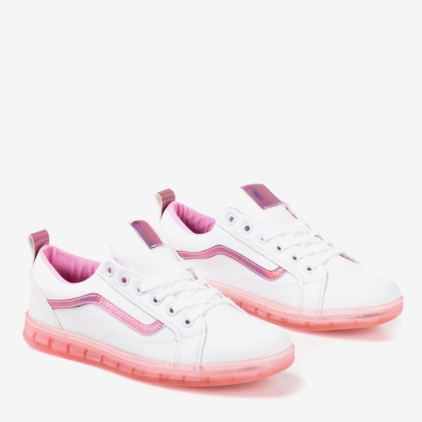 Sneakers femme blanches avec insert Domsca holographique rose - Chaussures 1