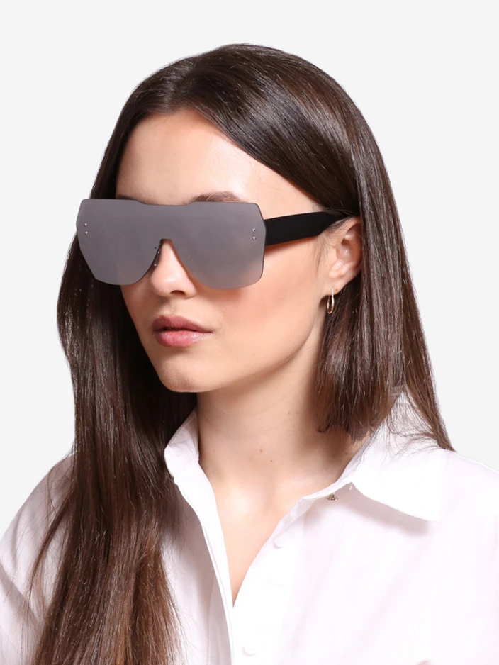 Lunettes de soleil carrées pour femmes Royalfashion avec finition miroir