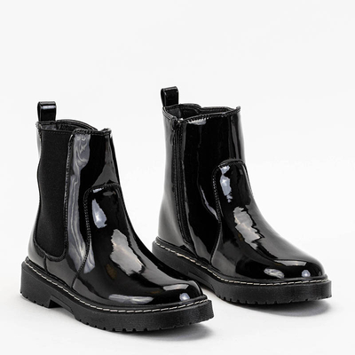 Boots femme laquées noires a'la Jodhpur boots Tinara - Footwear