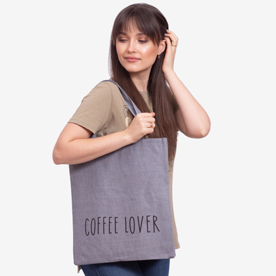 Sac en tissu gris foncé avec l'inscription - Accessoires