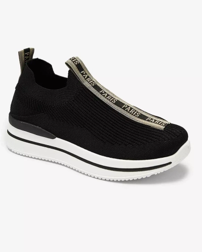 Chaussures de sport à enfiler pour femmes avec lettrage en noir Cerppa- Footwear