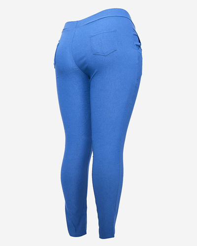 Pantalon teggings bleu pour femmes TAILLE PLUS- Vêtements