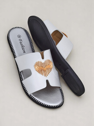 Royalfashion Mules plates pour femmes Heart Chic