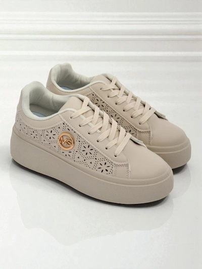Aurelia Sneakers Plateforme Beige Royalfashion Cuir Écologique
