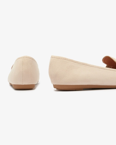 Mocassins pour femme en éco-suède beige avec embellissement Briseri - Chaussures