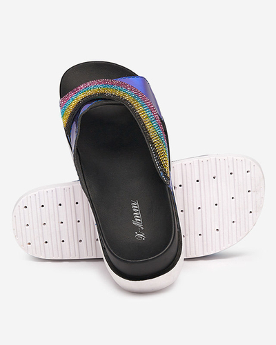 OUTLET Chaussons holographiques noirs à sequins pour femme Yalay - Footwear