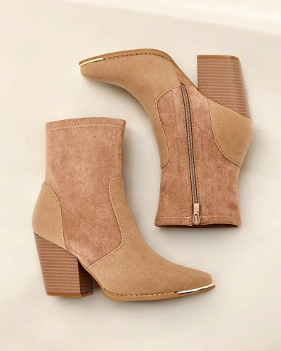 Bottines écologiques en suédine pour femmes de Royalfashion sur un poteau Gris