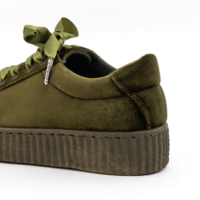 Chaussures de sport à plateforme en velours vert foncé pour femmes Itoda - Chaussures