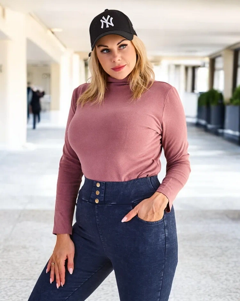 Pull à col roulé pour femme de couleur rose foncé - Vêtements