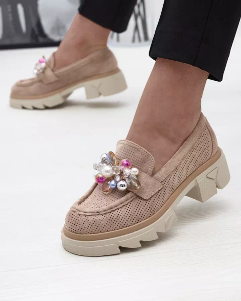 Mocassins ajourés marron clair pour femme Peloga- Footwear