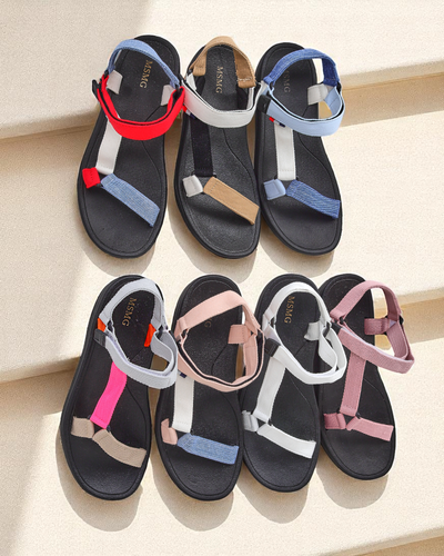 Sandales en tissu bleu pour femme Ojo- Footwear
