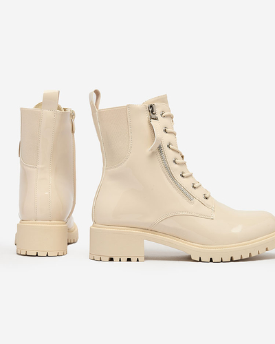 Royalfashion Bottes Seddaga en cuir écologique beige pour femmes