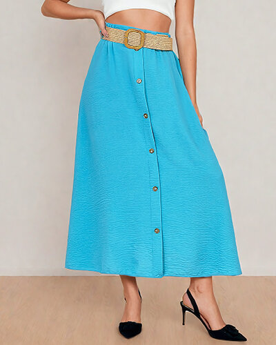 Royalfashion Jupe midi pour femme avec ceinture