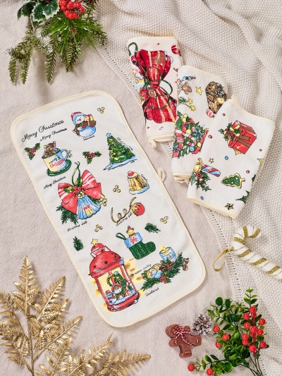 Ensemble de vacances Royalfashion de 4 torchons de cuisine Joyeux Noël