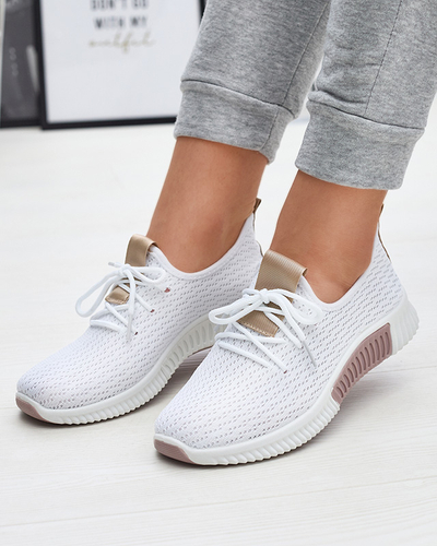 Chaussures de sport blanches pour femmes avec semelles intérieures marron Kedeti - Chaussures