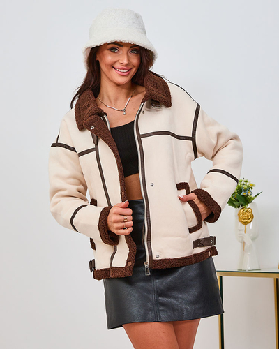 Royalfashion Veste biker femme beige
