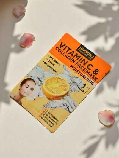 Haokali - Masque facial avec Vitamine C et collagène - hydrate, illumine et tonifie