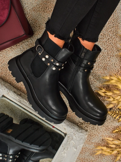 Bottines montantes pour femmes en cuir écologique Pearl Mist