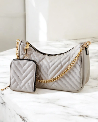 Royalfashion Petit sac matelassé pour femmes avec un portefeuille