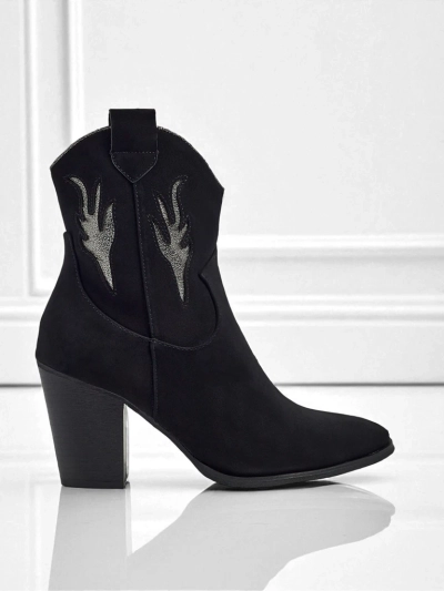 Bottines cow-boy à talon pour femmes avec inserts décoratifs Cendria