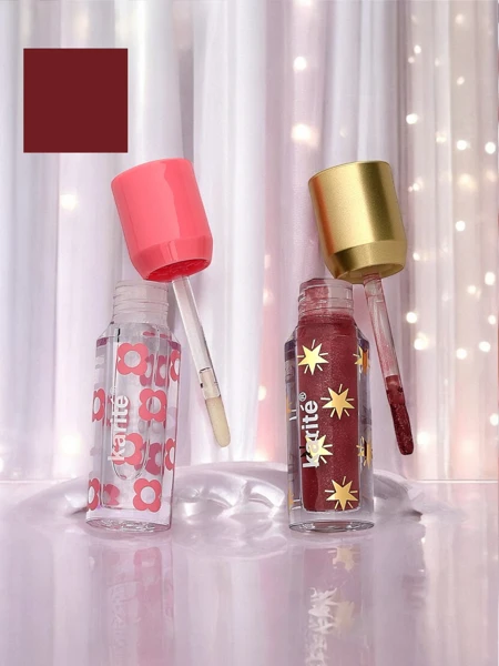 Błyszczyk z brokatem i błyszczyk bezbarwny 2w1 Fiercely Red