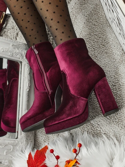 Bottines pour femmes à talons épais imitation velours Miss