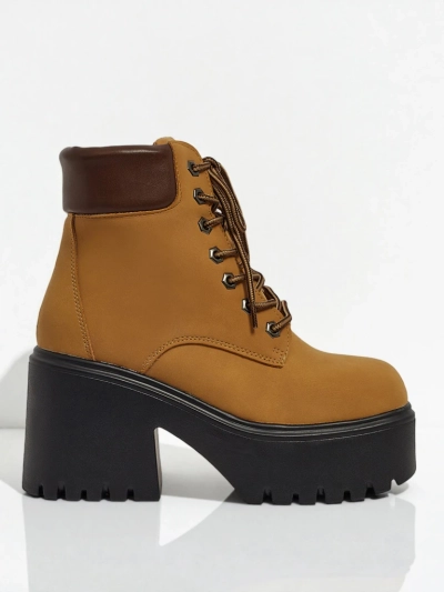 Bottines femme en éco-daim à talons épais et plateforme Tavlissa