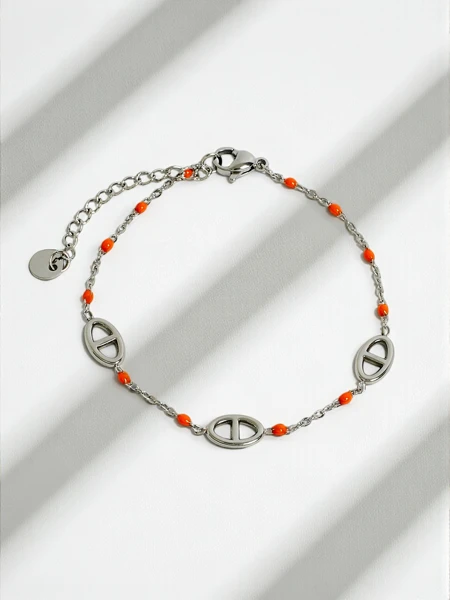 Bracelet Hera Argento avec des accents orange – minimalisme élégant