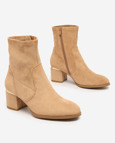 Royalfashion Bottes basses à talon aiguille pour femmes marron clair Rejerra