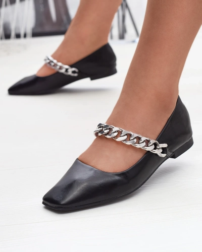 Ballerines noires pour femme avec chaîne Serima - Footwear