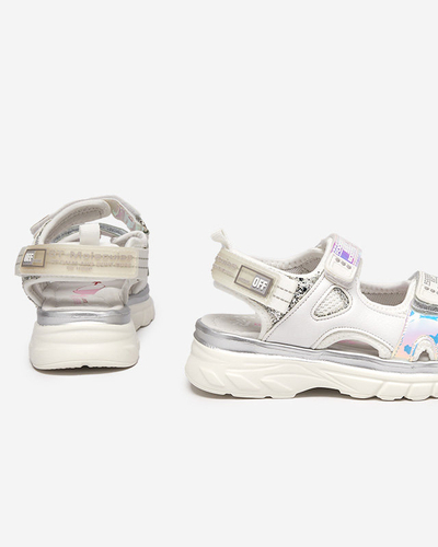 Sandales pour enfants blanches et argentées avec empiècements colorés Murino - Footwear