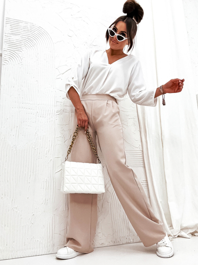 Royalfashion Pantalon large en tissu pour femme