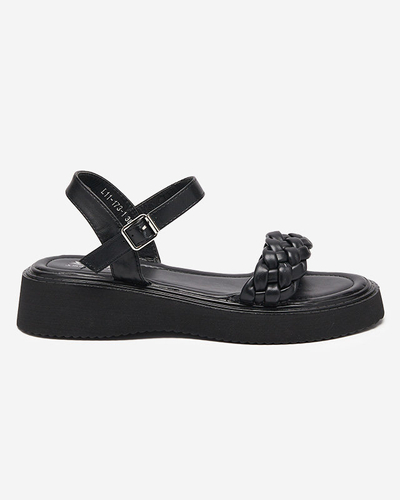 OUTLET Sandales noires pour dames sur une semelle plus épaisse Usinos- Footwear